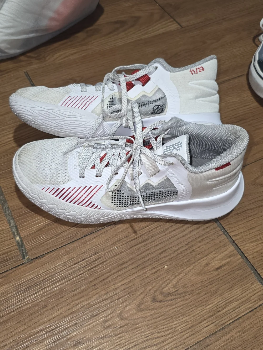 Nike White Sneakers with Red Accent